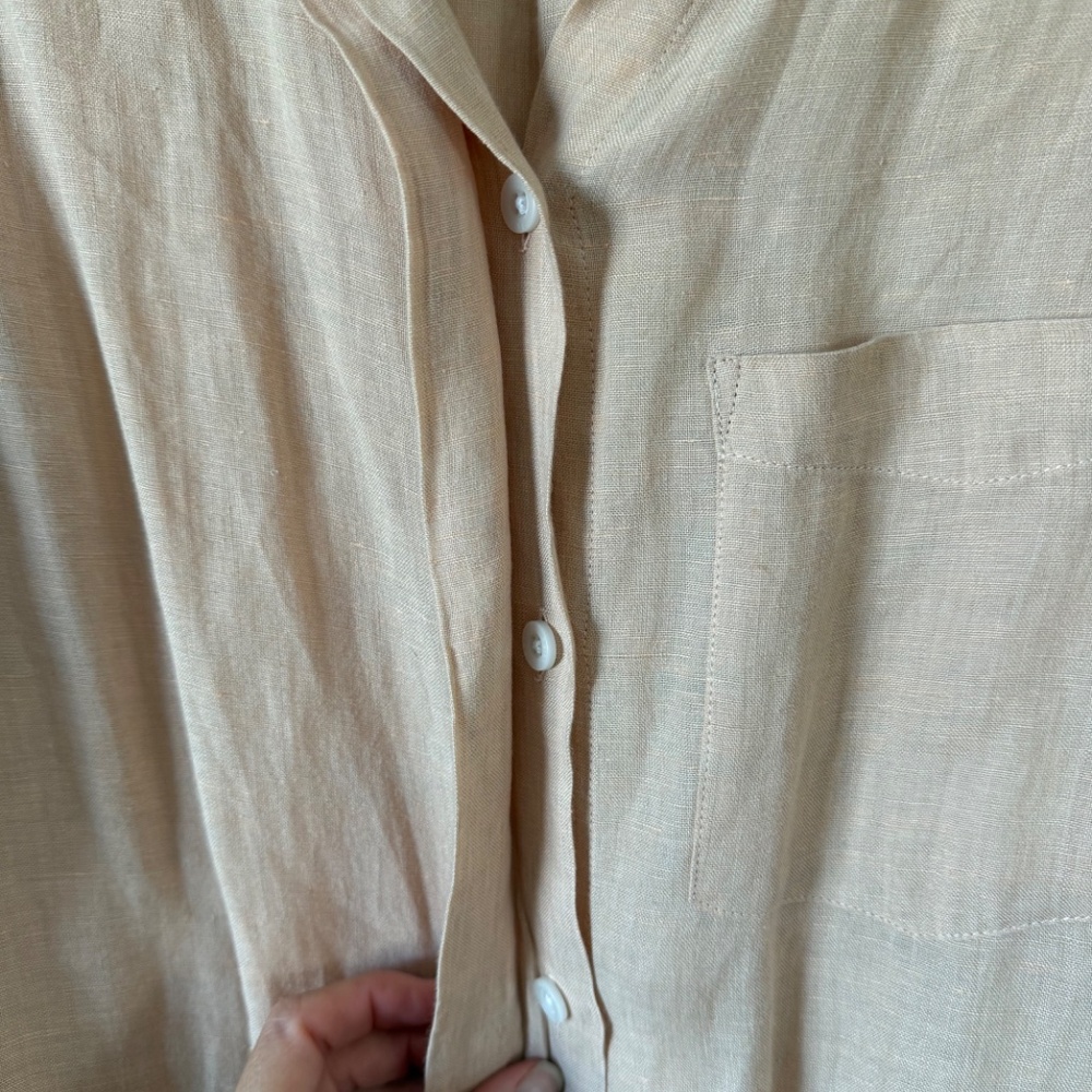 Riess pink 100% linen button down shirt size 4 - Picture 6 of 10